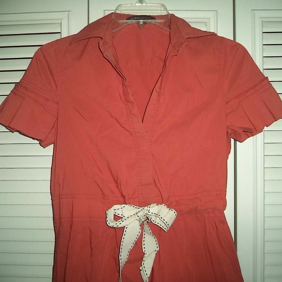 BCBGMAXAZRIA DRESS SHORT SLEEVE V NECK COLLARED SHIRT DRESS MIDI~WOMENS SIZE XXS - Picture 3 of 4